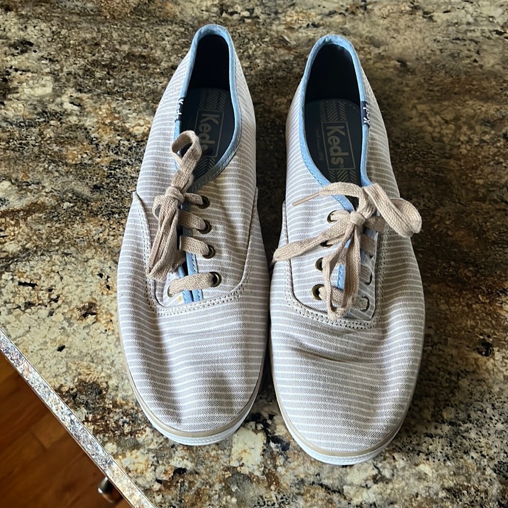 Khaki striped keds